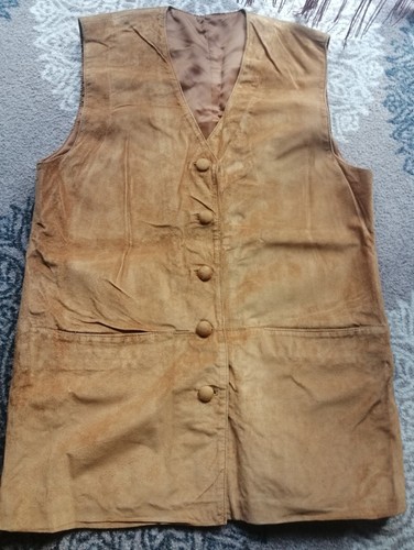 Wild leder weste camel - weste,, camel,