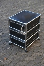 USM Haller Rollcontainer RAL 9011 Graphitschwarz 3 Auszüge Schloss NEUWERTIG