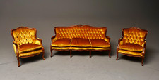 Jugendstil Sofa & 2 Sessel | Vintage Samt-Garnitur | Requisite | kaum benutzt