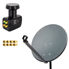 PremiumX SAT Anlage 60cm Satelliten Schüssel Antenne Spiegel Quad LNB F-Stecker