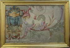 Gemälde 19. Jahrhundert  Italien  "Maske mit seitlicher Rocaille" rares Ölbild