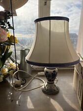 Alter Lampenständer mit Schirm, Delfter Blau Holland Porzellan 1950er Jahre