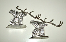 2x Tischkartenhalter Visitenkartenhalter Hirsch, versilbert und Strass KROEMER