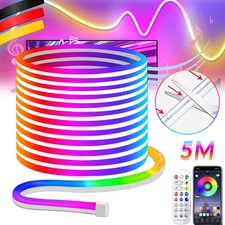 5M Neon LED Strip Streifen RGB Flex Schlauch diffus Lichtband Dimmbar APP 24V DE