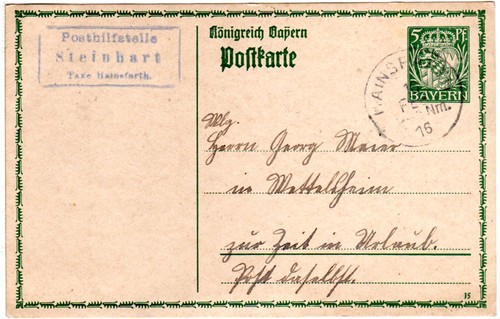 Bayern 1916 posthilfstelle - bayern, 1916,