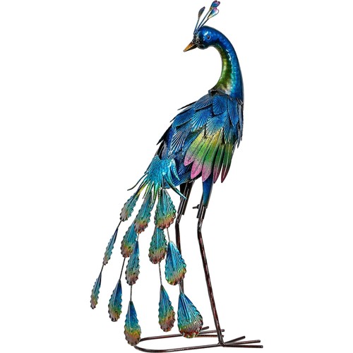 Metall pfau gartenfigur 57cm - gartenfigur,