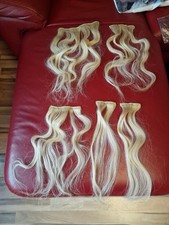Echt Haar Clip-in Extensions, 50cm,  hellblond, gelockt