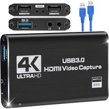 Video Capture Card USB 3.0 4K Audio Video Game Capture Device 1080P HDMI 60fps