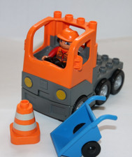 Lego Duplo Lkw Strassenbau mit Figur, Hütchen und Arbeitskarre