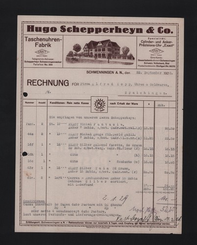 Schwenningen rechnung 1928 - schwenningen,,