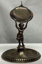 Jugendstil Taschenuhrenständer Putto versilbert um 1900 – antiker Uhrenhalter