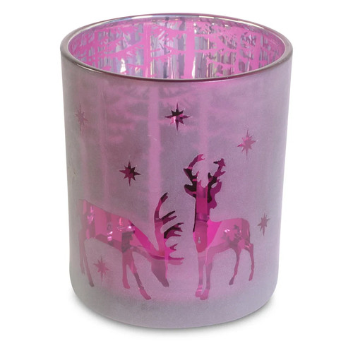 Windlicht pink mit hirsch - pink,