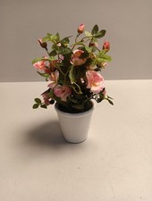 24CM Künstliche Rose Kunstblumen Wie Echt im Topf, Rosa Kunstrosen mit Grünpflan