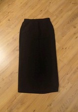 MORE&MORE COMPANY Langer Leinen Wickel-Rock Gr.S schwarz figurbetont Knopf 