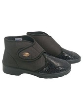 Florett Helsinki Hausschuhe Damen Gr. 36 Schwarz Komfortabel Klettverschluss