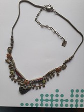 Ayala Bar Collier Kette silber, bunte Details, z.T. Textil, größenverstellbar