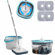 Bodenwischer Wischmop Mopp Mop Wischer Mit Eimer & 4 Mikrofaser Wischpads Set DE