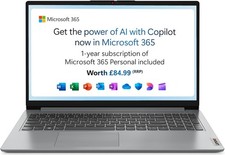 Lenovo IdeaPad 1, 15" 128GB, eMMC 4GB RAM Intel Celeron N4500 W11 H Office 365