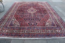 Vintage Getragen Handgefertigt Traditionell Orientalisch Wolle Blau Rot Teppich 358x265cm