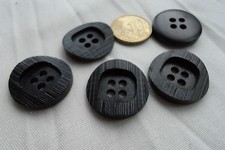 6-24 Knöpfe ❤️ Mantelknopf schwarz black Riffel 22mm Jackenknopf leicht gebogen