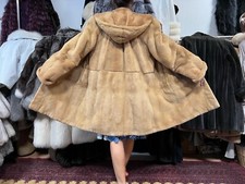 Nerzmantel geschoren Pelz Kapuze Nerz Pelzmantel REAL Fur MINK Coat Visone 40-42