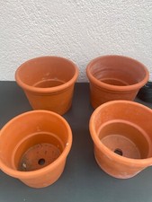 4  Stück Ton-Pflanztöpfe, Pflanzgefäße mit Loch, Terracotta, 23,5 cm Durchmesser