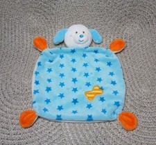 Hund Sterne ergee Kik Kuscheltuch Schmusetuch Knochen  blau Orange weiß 