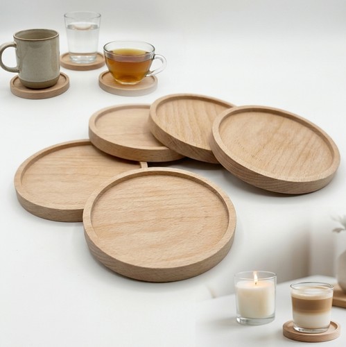 5er set holzuntersetzer aus - holzuntersetzer,