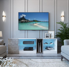 Mondeer LED TV-Schrank 5 offene Fächer + 1 Tür Lowboard Fernsehtisch TV-Ständer