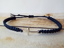 Makramee Armband Kreuz Silber