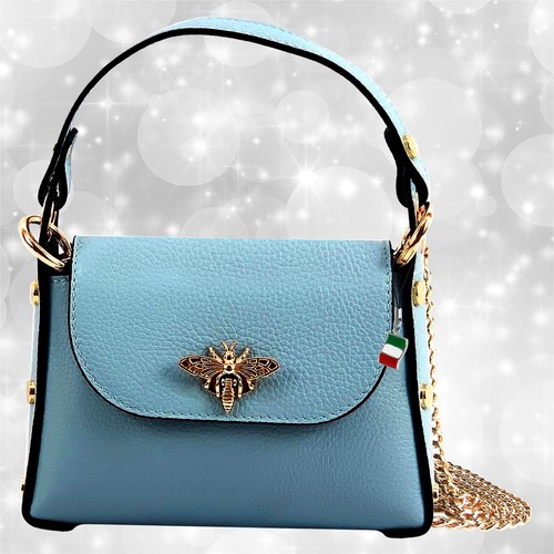 Tasche hellblau leder mittel - tasche,
