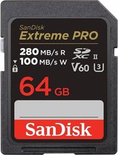 SanDisk Extreme PRO SDXC UHS-II Speicherkarte V60 64 GB (280 MB/s, 6K, 4K UHD)