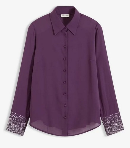 Damen bluse lila mit - bluse,