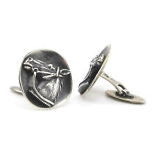 Vintage Silber 835 Manschettenknöpfe Pferdekopf um 1960 punziert "CK"