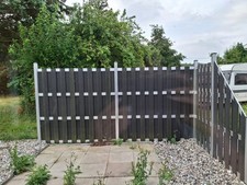 WPC Sichtschutzzaun Gartenzaun Steckzaun, Farbe Grau