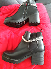 Sexy Stiefeletten Boots schwarz 39 Perlen NEU