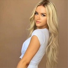 DE70cm Damen Perücke wie Echthaar Blond Haar Weiblich Gelockt Lang Cosplay Party