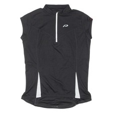 PROTECTIVE Radsport Damen Trikot schwarz ärmellos 1/4 Reißverschluss UK 12
