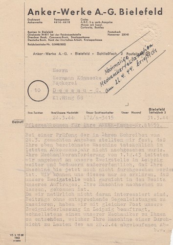 Bielefeld brief 1944 - bielefeld,,