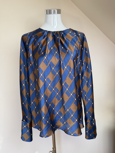 Zara satin bluse blau - blau/braun, l