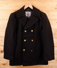 Vintage Sterlingwear Enlisted Wool Military Pea Coat Jacket 42 Short Black USA