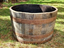 Whiskyfaß Bottich Pflanzkübel halb Holzfaß halbiert Eichenfaß Miniteich Halbfass