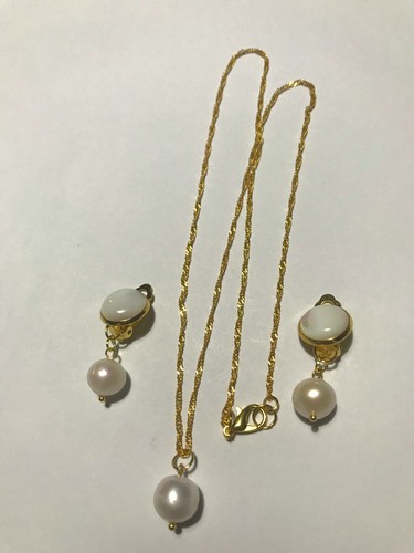 Ohrclips/Kette/Set/Naturzuchtp
