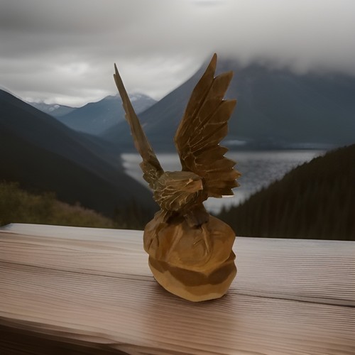 Holzfigur adler mit schlange - adler,