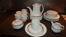 Thomas Arcta Borke Graulüster Kaffeeservice 6 Pers.Rand grau/silber,R.Scharrer