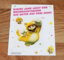 Super Mario 3D World Bros U Wii Nintendo 3DS 2DS Weihnachten Promo Karte & Sticker