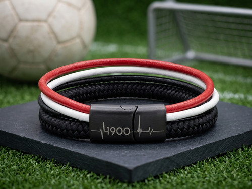 Armband schwarz weiß rot - schwarz,