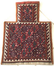 Perser Salz Tasche Alte Kurden Sumach Kelim Nomaden Orient Rot Beige