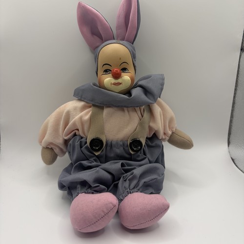 Vintage stoffpuppe clown hase - clown,