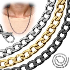 Halskette Panzerkette Herrenkette Silbern Golden Schwarz Königskette Armband XXL
